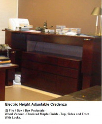 AE2412-Wood Veneer-76" W Credenza- Electric Height Adjustable Credenza - (3) Box/Box/File Pedestals